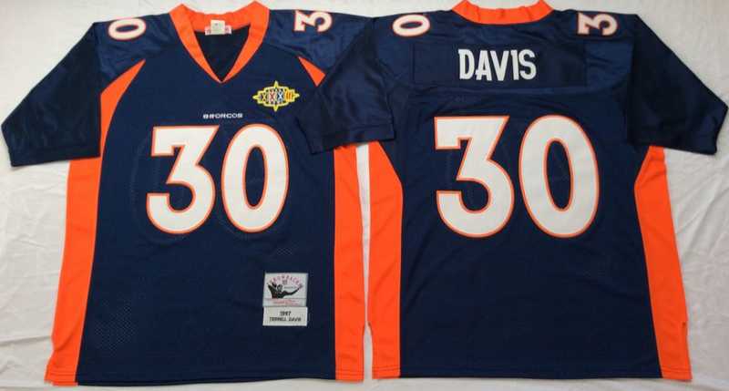 Broncos 30 Terrell Davis Navy M&N Throwback Jersey